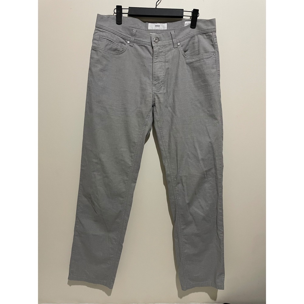 Brax Feel Good Cooper Fancy Regular Fit Grey Micro Pattern Pants Mens 33x30
